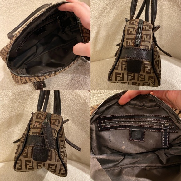 Fendi Zucchino Bauletto Shoulder Bag in Brown and Tan - Picture 13 of 13